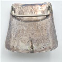 Vintage Sterling Silver Rectangular Concho Stamped Turquoise 1.5